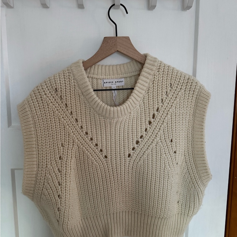 Apiece Apart Ivory Knit Sweater Vest